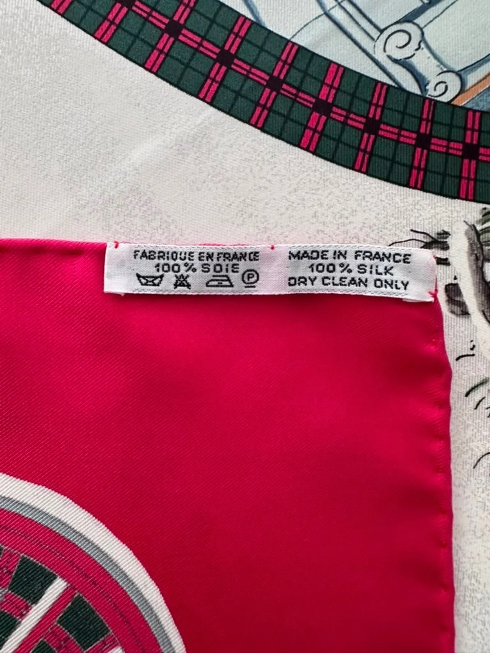 Hermes Silk Scarf Red White Hand Rolled Made in France